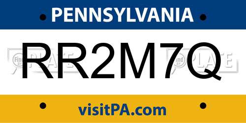 RR2M7Q Pennsylvania License Plate