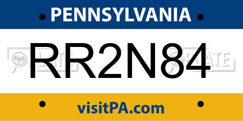 RR2N84 Pennsylvania License Plate