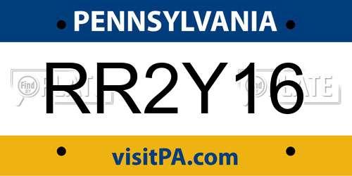 RR2Y16 Pennsylvania License Plate