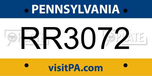 RR3072 Pennsylvania License Plate