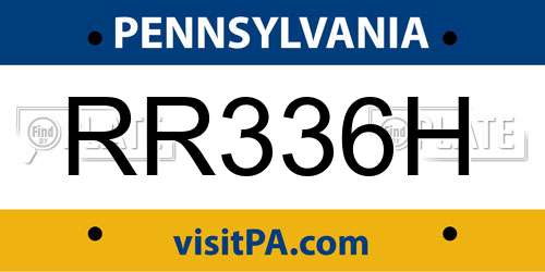 RR336H Pennsylvania License Plate