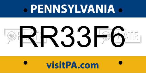 RR33F6 Pennsylvania License Plate