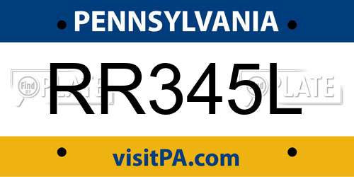 RR345L Pennsylvania License Plate
