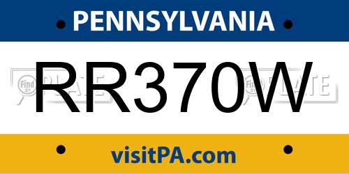 RR370W Pennsylvania License Plate