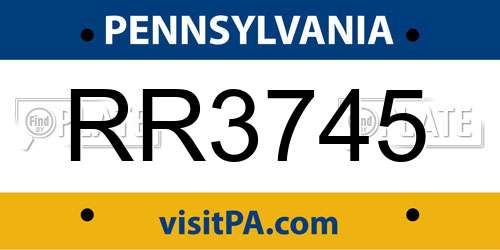 RR3745 Pennsylvania License Plate