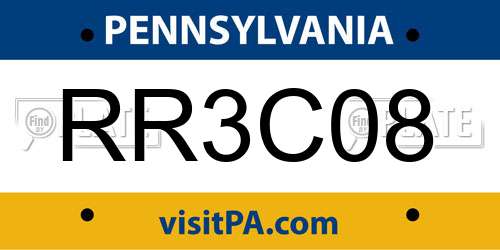 RR3C08 Pennsylvania License Plate