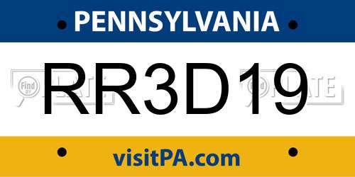 RR3D19 Pennsylvania License Plate
