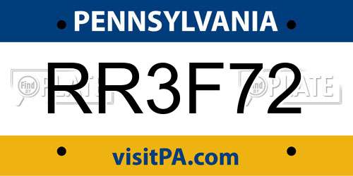 RR3F72 Pennsylvania License Plate