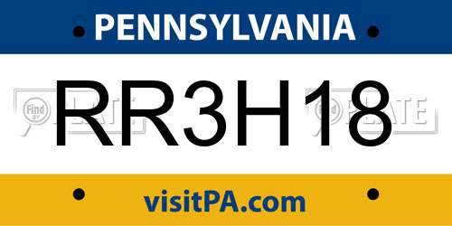 RR3H18 Pennsylvania License Plate