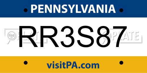 RR3S87 Pennsylvania License Plate