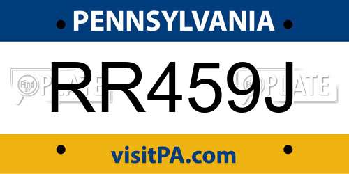 RR459J Pennsylvania License Plate
