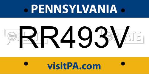 RR493V Pennsylvania License Plate