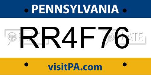 RR4F76 Pennsylvania License Plate