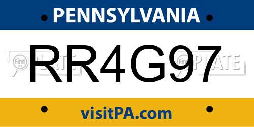 RR4G97 Pennsylvania License Plate