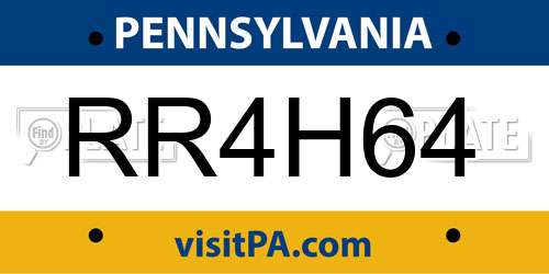 RR4H64 Pennsylvania License Plate