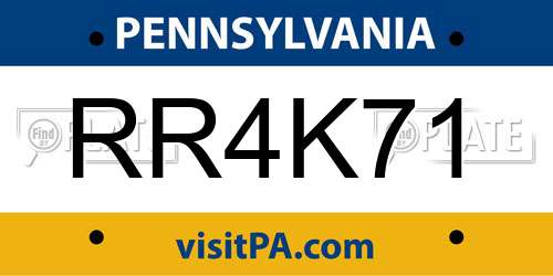 RR4K71 Pennsylvania License Plate