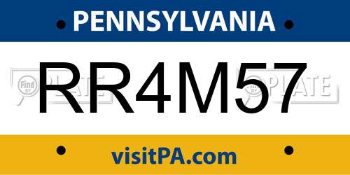 RR4M57 Pennsylvania License Plate