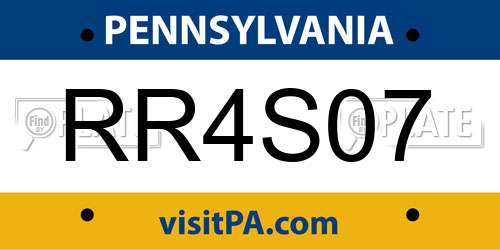 RR4S07 Pennsylvania License Plate