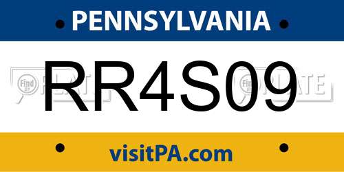 RR4S09 Pennsylvania License Plate