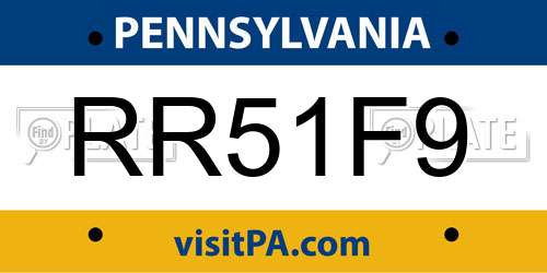 RR51F9 Pennsylvania License Plate