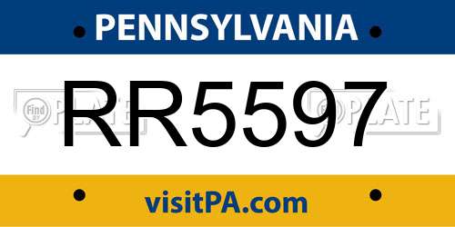 RR5597 Pennsylvania License Plate
