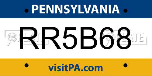 RR5B68 Pennsylvania License Plate