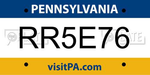 RR5E76 Pennsylvania License Plate