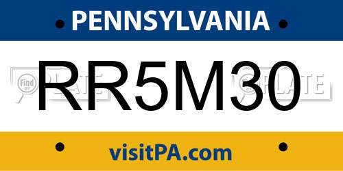 RR5M30 Pennsylvania License Plate
