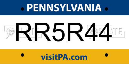 RR5R44 Pennsylvania License Plate