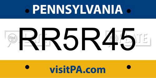 RR5R45 Pennsylvania License Plate