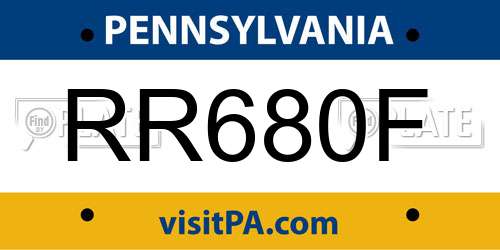 RR680F Pennsylvania License Plate
