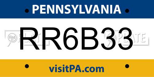 RR6B33 Pennsylvania License Plate