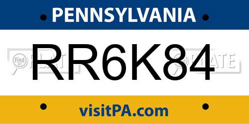 RR6K84 Pennsylvania License Plate