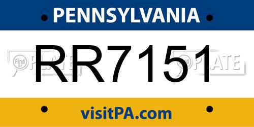 RR7151 Pennsylvania License Plate