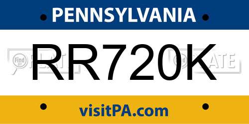 RR720K Pennsylvania License Plate