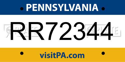 RR72344 Pennsylvania License Plate