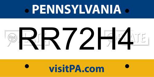 RR72H4 Pennsylvania License Plate