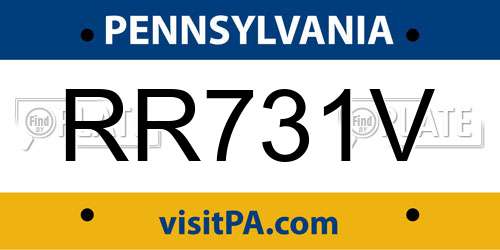 RR731V Pennsylvania License Plate
