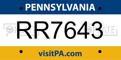 RR7643 Pennsylvania License Plate