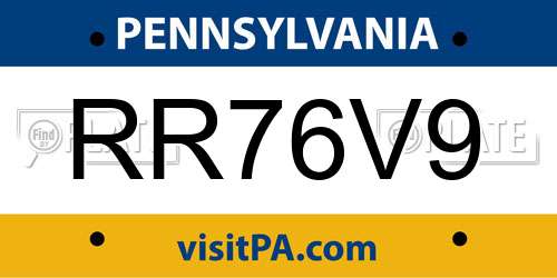 RR76V9 Pennsylvania License Plate