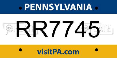 RR7745 Pennsylvania License Plate