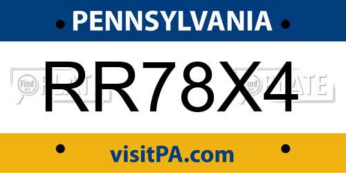 RR78X4 Pennsylvania License Plate