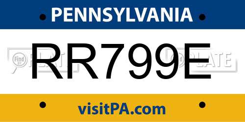 RR799E Pennsylvania License Plate