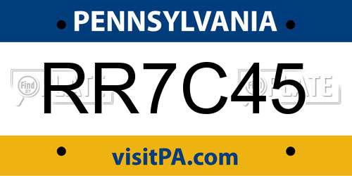 RR7C45 Pennsylvania License Plate