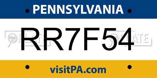 RR7F54 Pennsylvania License Plate