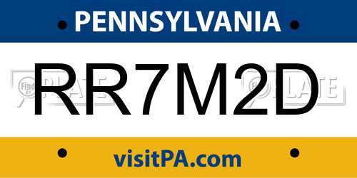 RR7M2D Pennsylvania License Plate