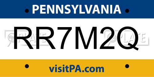 RR7M2Q Pennsylvania License Plate