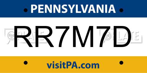 RR7M7D Pennsylvania License Plate