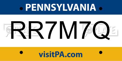 RR7M7Q Pennsylvania License Plate
