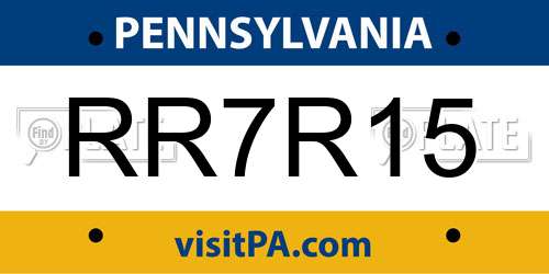 RR7R15 Pennsylvania License Plate
